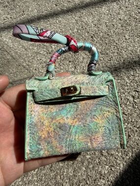 Luxury Micro Mini Bag Charm Keychain Pouch, her*mes kelly, real leather &mohair